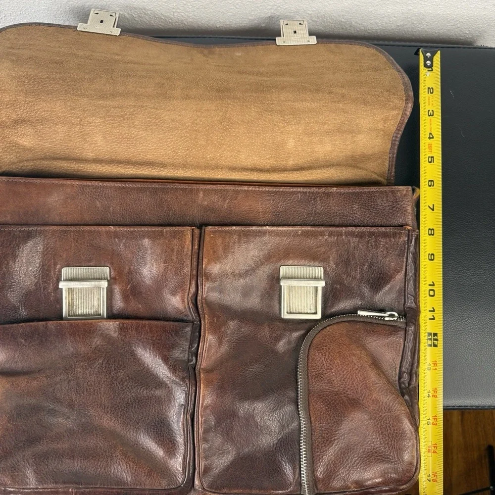 Vintage Chiarugi Men's Genuine Leather Briefcase Made In Florence Italy 1969